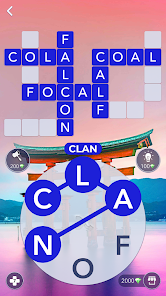 Screenshot of Words of Wonders game showcasing a crossword puzzle and world landmarks.