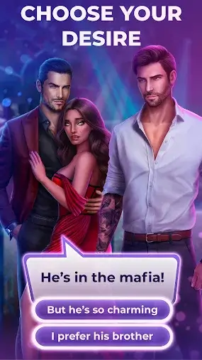  A captivating scene from Romance Club Mod Apk featuring customizable characters in an intense story moment.