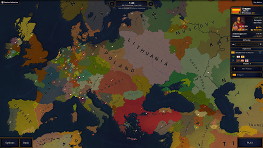  Age of History II gameplay screenshot showing a detailed world map with historical borders