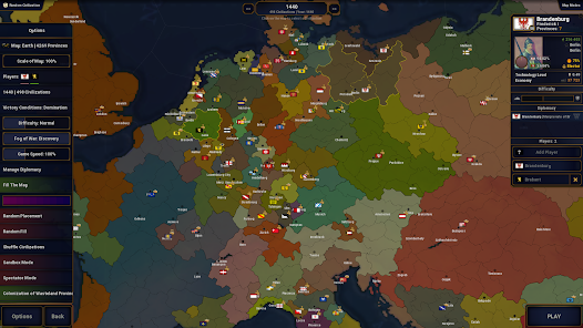  Age of History II gameplay screenshot showing a detailed world map with historical borders