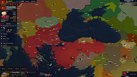  Age of History II gameplay screenshot showing a detailed world map with historical borders