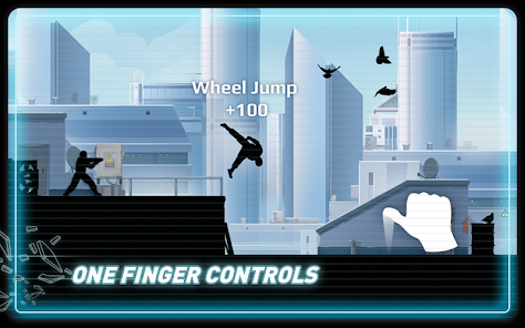  Vector Classic parkour action game showcasing a runner performing a vault over an obstacle in a dystopian cityscape.